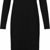 Gebreide Zwarte Jurk Met Split Avery - Modstrom - Maat L