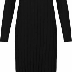 Dameskleding Verkoop 54 Gebreide Zwarte Jurk Met Split Avery - Modstrom - Maat L