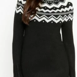 LOLALIZA Rechte Trui-jurk - Zwart - Maat M