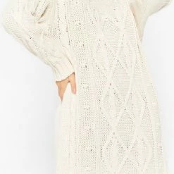 LOLALIZA Gebreide Trui-jurk - Ecru - Maat XL