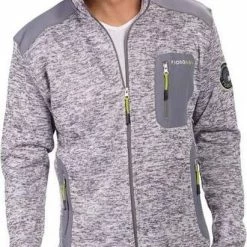 Generic Gebreid Fleecejack Met Rits, Kleur Navy/grijs Gemêleerd, Maat XL