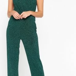 LOLALIZA Lurex Jumpsuit - Groen - Maat 40