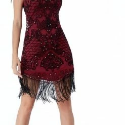 Merkloos Mooie Jurk Met Kraaltjes - Maat 40 - Rood