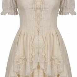 Dark In Love Korte Jurk -XS- Steampunk Princess Frilly Creme -Dameskleding Verkoop 433x840 1