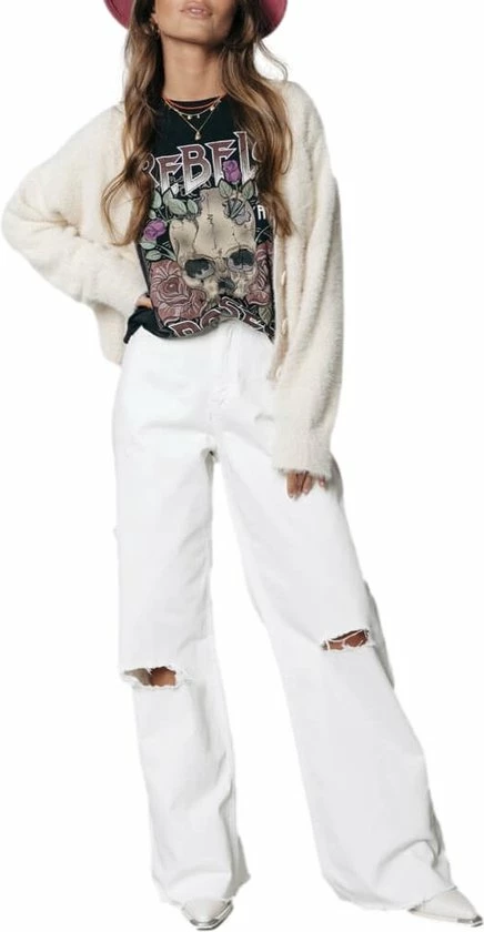 Colourful Rebel Aurora Cropped Trui Wit Dames - Basic Fit - Katoen - L/XL 6 Colourful Rebel Aurora Cropped Trui Wit Dames - Basic Fit - Katoen - L/XL - Afbeelding 6