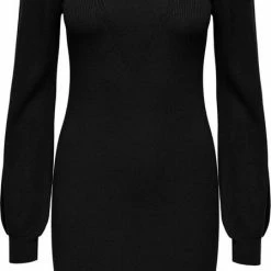 Jacqueline De Yong - Dames Jurk Jdyplum Reba L/s Dress Knt 15275112 - Black - Maat L