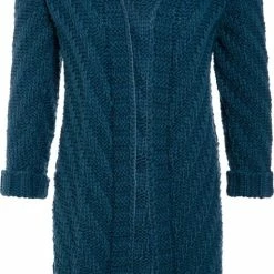 Knit Factory Sally Gebreid Dames Vest - Petrol - 40/42 - Grof Gebreid
