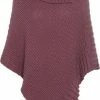 Knit Factory Nicky Gebreide Dames Poncho - Stone Red - One Size - Met Opstaande Kraag