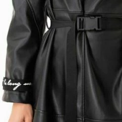 La Pèra Zwarte Lederlook Jurk Dames Jurk - Maat L -Dameskleding Verkoop 543x840