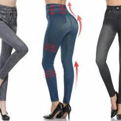 Merkloos Hoge Taille Jeans Legging Met Slim Fit - Maat L/XL - Zwart -Dameskleding Verkoop 550x454