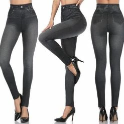 Merkloos Hoge Taille Jeans Legging Met Slim Fit - Maat L/XL - Zwart