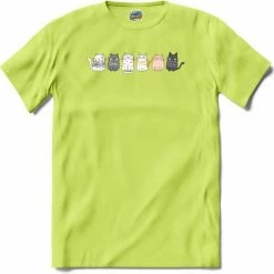 Dameskleding Verkoop 10 T-SHIRT KNALLER Katten Vrienden - T-Shirt - Dames - Appel Groen - Maat L