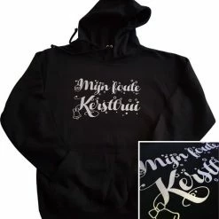 AWDis Just Hoods Zwarte Hoodie Met "Mijn Foute Kersttrui" - Zilver Glitter - Maat 4XL - Kerst, Kerstmis, Fout, Kerstfeest, Kerstmis, Trui, Kerstdiner, Aankleding, XXXXL