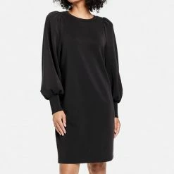 TAIFUN Dames Sweatjurk Met Ballonmouwen Schwarz-44 -Dameskleding Verkoop 550x604