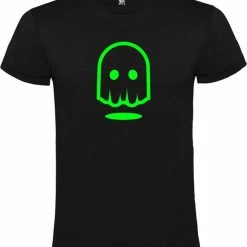 Roly Zwart T Shirt Met Print Van " PacMan Spookje " Print Neon Groen Size M