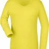 James & Nicholson Geel Dames V-hals Shirt Lange Mouw L