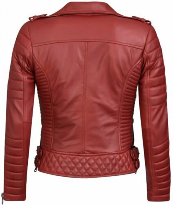 GILL'S STILETTO RED - Dames Leren Jas - Biker Jack - 100% Lamsleer - Rood 2 GILL'S STILETTO RED - Dames Leren Jas - Biker Jack - 100% Lamsleer - Rood - Afbeelding 2