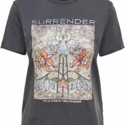 Only T-shirt Onllucy Reg S/s Flower Top Box Jrs 15275092 Black/surrender Dames Maat - L