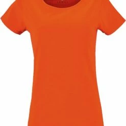 Dameskleding Verkoop 6 Senvi Dames Oranje T-Shirt Biologisch Katoen - EK-WK-Olympische Spelen - F1 - Koningsdag Enz. Maat S