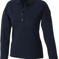 James & Nicholson James And Nicholson Vrouwen/dames Elastische Polo Met Lange Mouwen (Marine)