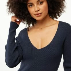 Mexx Dames V-neck Gebreide Jurk Navy -Dameskleding Verkoop 550x687 10