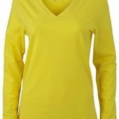 James & Nicholson Geel Dames V-hals Shirt Lange Mouw L -Dameskleding Verkoop 550x696