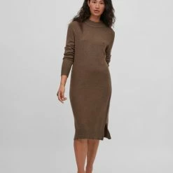 VILA VIRIL CREW NECK L/S MIDI DRESS - NOOS Dames Jurk - Maat M
