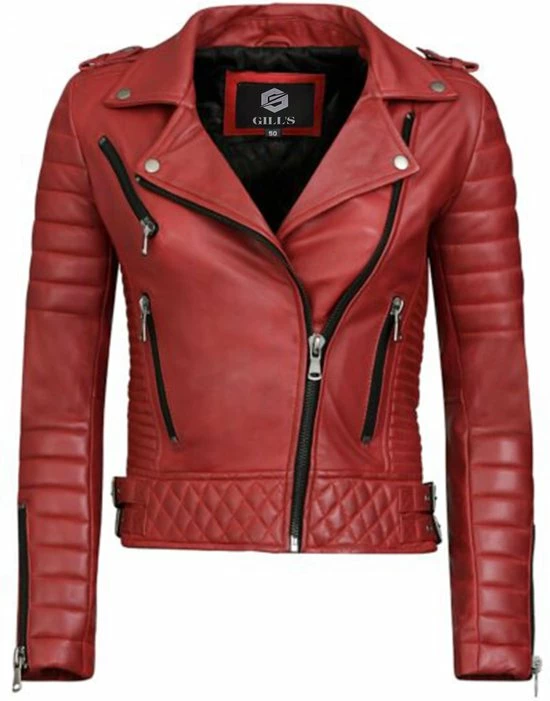GILL'S STILETTO RED - Dames Leren Jas - Biker Jack - 100% Lamsleer - Rood 1 GILL'S STILETTO RED - Dames Leren Jas - Biker Jack - 100% Lamsleer - Rood