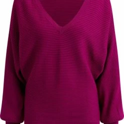 WE Fashion Dames Fijngebreide Trui Met Ribstructuur