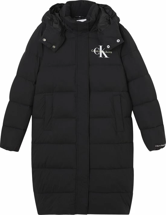 Calvin Klein Monologo Mw Long Puffer Jassen - Zwart 1 Calvin Klein Monologo Mw Long Puffer Jassen - Zwart