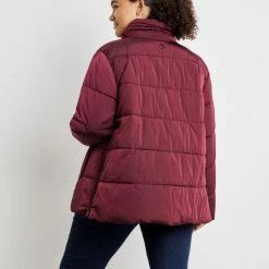 SAMOON Dames Licht Uitlopende Gewatteerde Jas Dark Cherry-54 -Dameskleding Verkoop 550x715 10