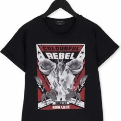 Colourful Rebel Burning Roses T-shirt Zwart Dames - Organisch Katoen - S -Dameskleding Verkoop 550x725 2