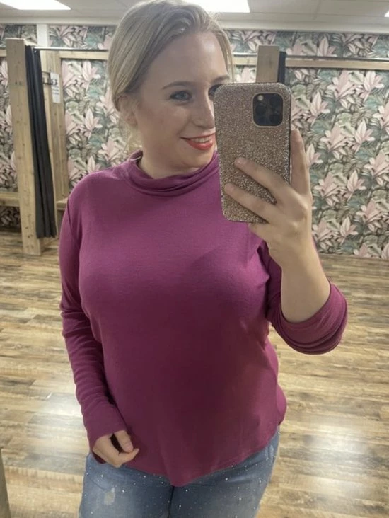 VERO MODA Curve VMElla LS High Neck Top JRS GA Cur Wild Aster 3 VERO MODA Curve VMElla LS High Neck Top JRS GA Cur Wild Aster - Afbeelding 3