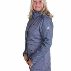 BJØRNSON VIRA Winterjas Dames - Winddicht - Waterafstotend - Fleece En Nylon Gevoerd - Capuchon - Outdoor Damesjas - Maat 36 - Denim Melange -Dameskleding Verkoop 550x732 63