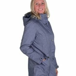BJØRNSON VIRA Winterjas Dames - Winddicht - Waterafstotend - Fleece En Nylon Gevoerd - Capuchon - Outdoor Damesjas - Maat 36 - Denim Melange -Dameskleding Verkoop 550x732 66