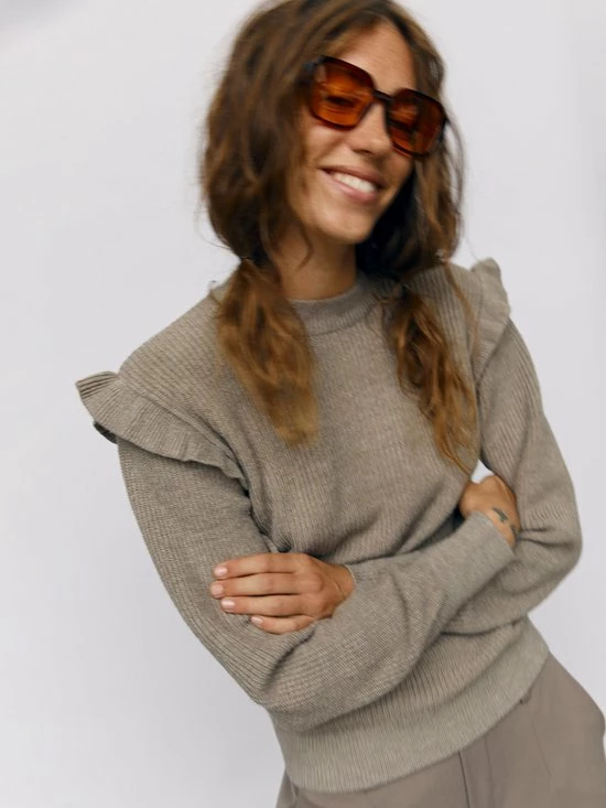 OBJECT OBJMALENA L/S RUFFLE PULLOVER NOOS Dames Trui - Maat L 6 OBJECT OBJMALENA L/S RUFFLE PULLOVER NOOS Dames Trui - Maat L - Afbeelding 6