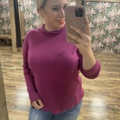 VERO MODA Curve VMElla LS High Neck Top JRS GA Cur Wild Aster