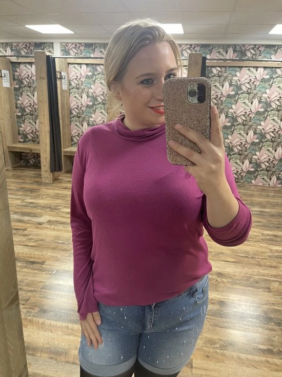 VERO MODA Curve VMElla LS High Neck Top JRS GA Cur Wild Aster 2 VERO MODA Curve VMElla LS High Neck Top JRS GA Cur Wild Aster - Afbeelding 2