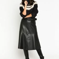 LOLALIZA Midi-rok In Faux Leder - Zwart - Maat 38 -Dameskleding Verkoop 550x762 7