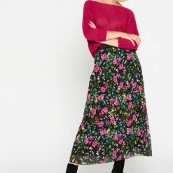 LOLALIZA Maxirok Met Bloemenprint - Zwart - Maat L -Dameskleding Verkoop 550x763