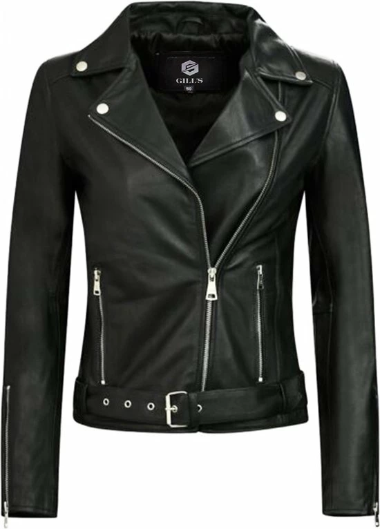 GILL'S FOXY BLACK - Dames Leren Jas - Biker Jack - 100% Lamsleer - Zwart 1 GILL'S FOXY BLACK - Dames Leren Jas - Biker Jack - 100% Lamsleer - Zwart