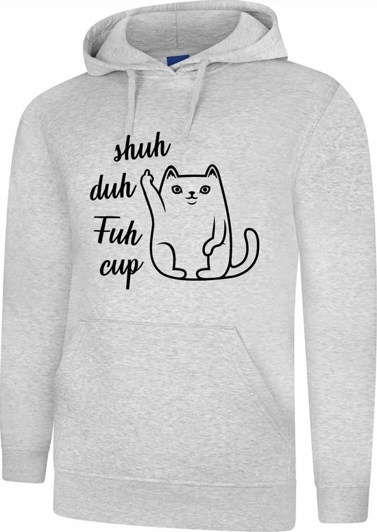 Logostar Hooded Sweater - Met Capuchon - Casual Hoodie - Lifestyle Hoody - Workout Sweater - Chill Sweater - Kat - Cat - Heather Grey - Shuh Duh Fuh Cup - Maat M 1 Logostar Hooded Sweater - Met Capuchon - Casual Hoodie - Lifestyle Hoody - Workout Sweater - Chill Sweater - Kat - Cat - Heather Grey - Shuh Duh Fuh Cup - Maat M