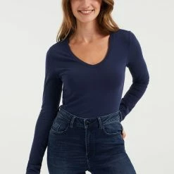 WE Fashion Dames Biologisch Katoen Shirt - Maat L -Dameskleding Verkoop 550x775 8