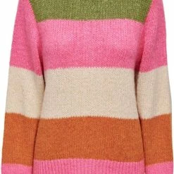 Jacqueline De Yong Trui Jdydinea Vivi L/s Stripe Pullover K 15275086 Autumn Maple/w. Green Mo Dames Maat - S