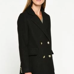 LOLALIZA Jas Met Gouden Knopen - Zwart - Maat 40