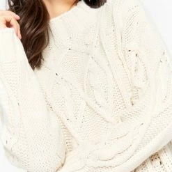 LOLALIZA Gebreide Trui-jurk - Ecru - Maat XL -Dameskleding Verkoop 550x780