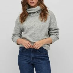 Vila Trui Vicilia Rollneck L/s Knit Top/su - 14074314 Light Grey Dames Maat - M -Dameskleding Verkoop 550x784 3