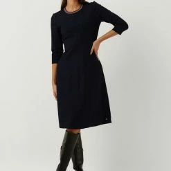 Tommy Hilfiger Fit + Flare Punto Midi Dress Jurken - Donkerblauw