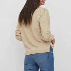 Vila Trui Viril V-neck L/s Cable Knit Top 14076024 Natural Melange Dames Maat - M -Dameskleding Verkoop 550x785 58