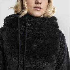 Urban Classics Hoodie/trui -M- Long Teddy Zwart -Dameskleding Verkoop 550x791 10